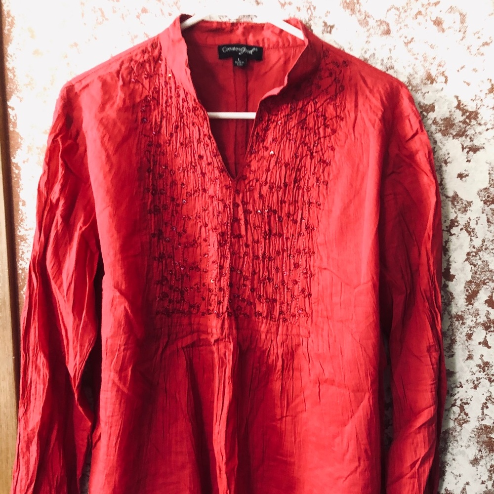 🌺 Blouse, Krinkly with sequins NWOT (never worn) - Picture 2 of 16